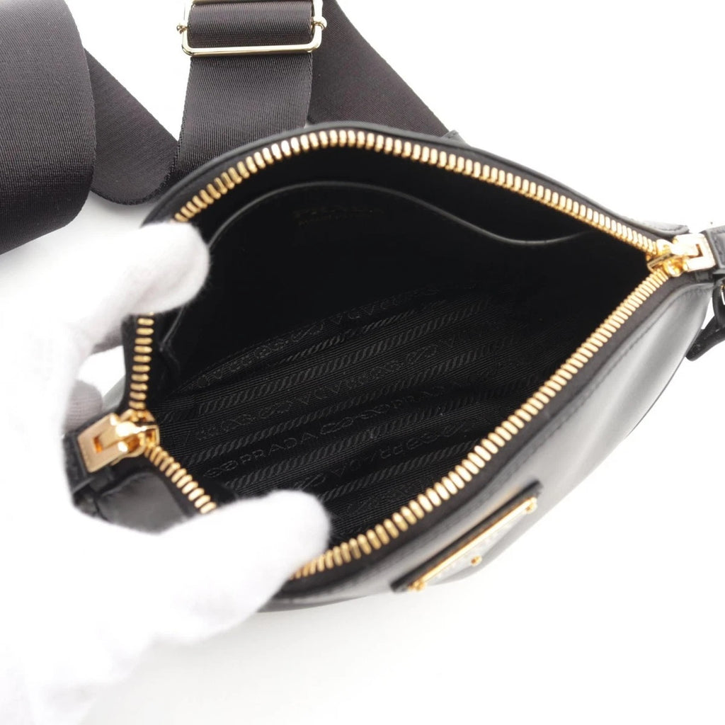 New Prada Leather Crossbody Bag black