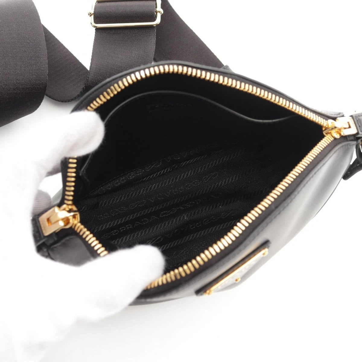 New Prada Leather Crossbody Bag black