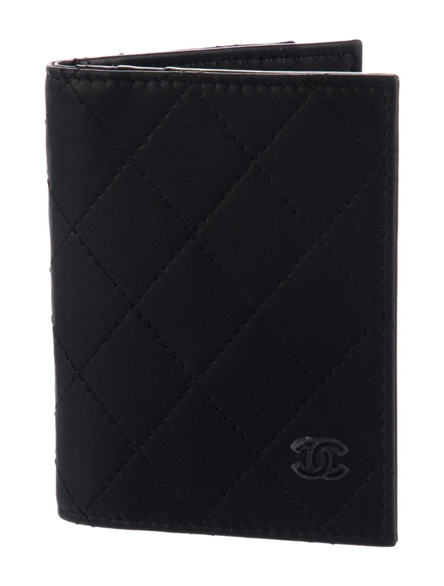 Pre owned Chanel So Black ID Holder Interlocking CC Logo Wallet