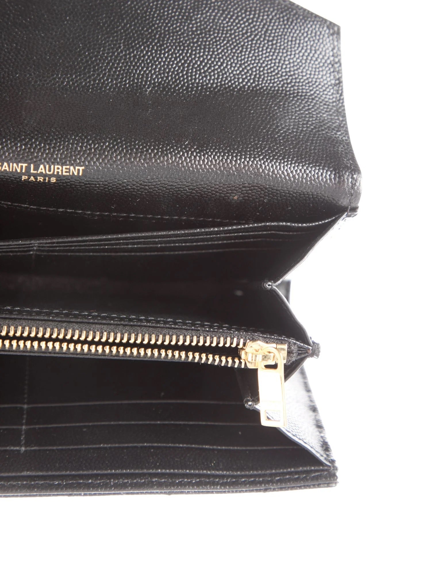 Pre Owned Saint Laurent  2021 Matelasse Grain De Poudre Cassandre Large Flap Wallet Wallet