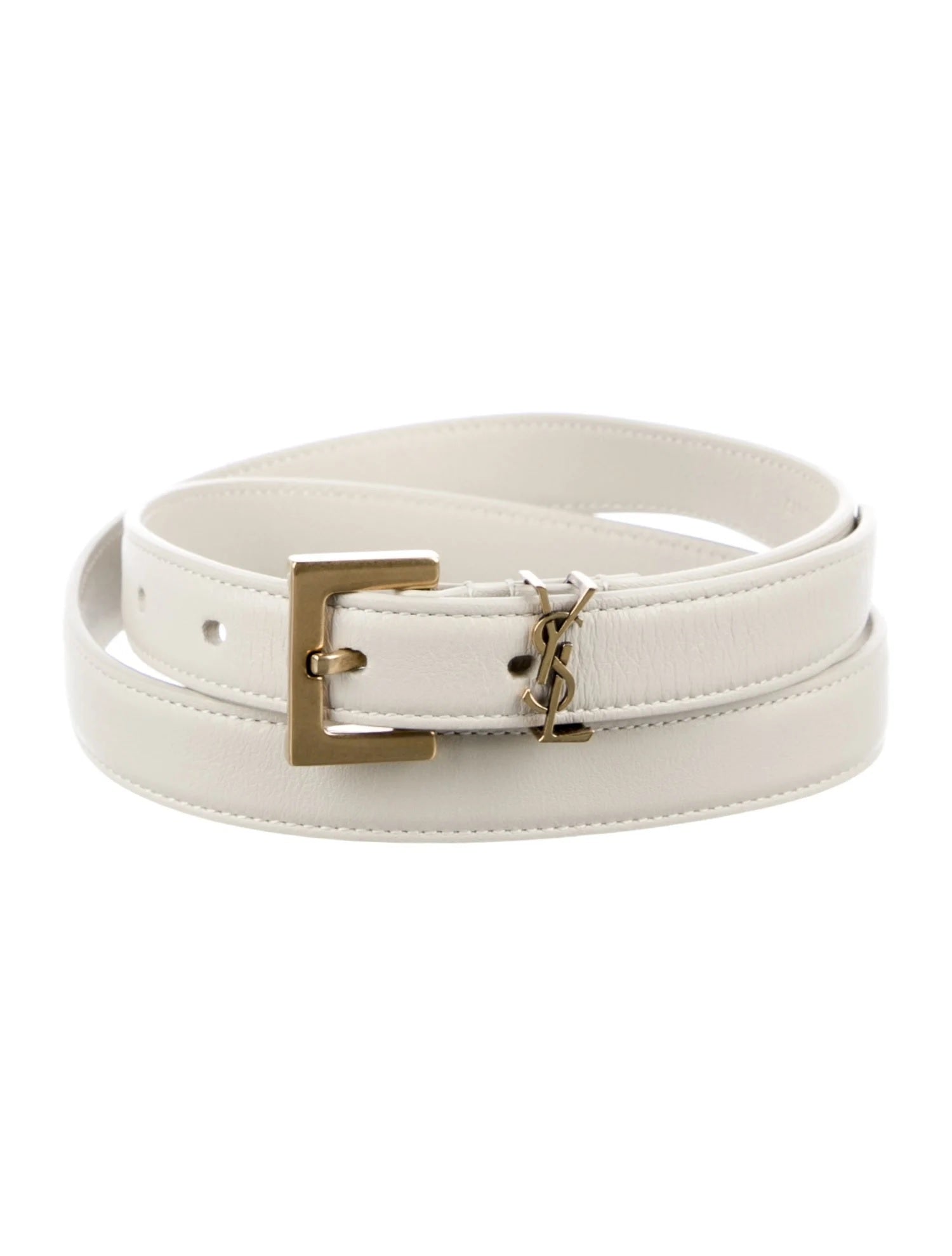 Pre Owned Saint Laurent Skinny Leather Belt