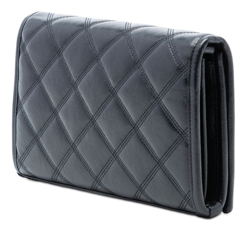 Pre Owned Saint Laurent Becky Chain Wallet Quilted Leather