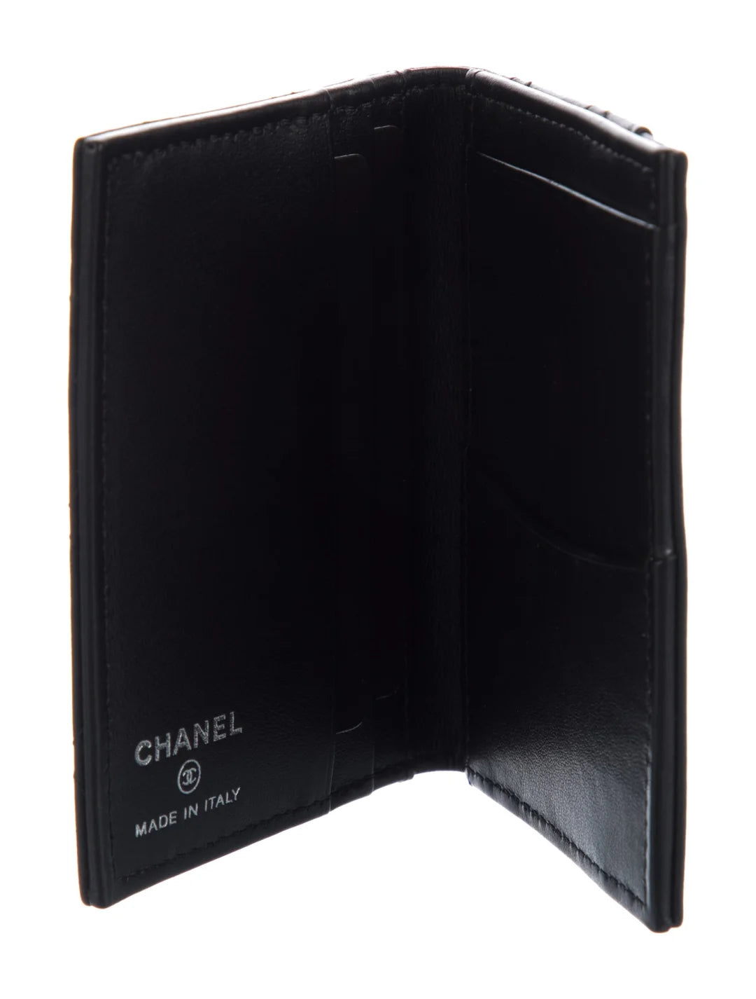 Pre owned Chanel So Black ID Holder Interlocking CC Logo Wallet
