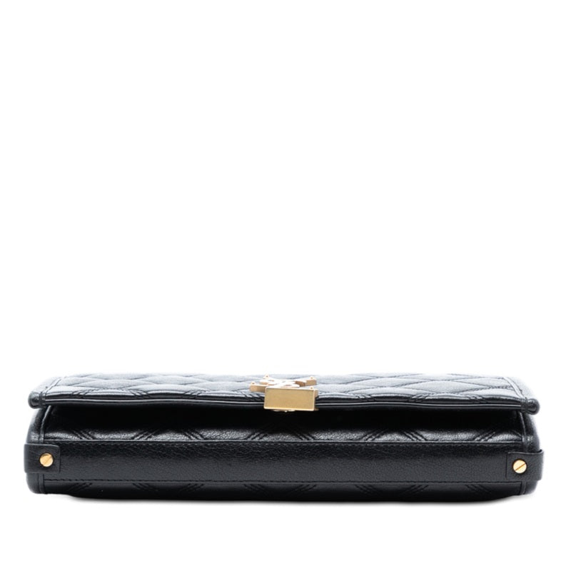 Pre Owned Saint Laurent Becky Chain Wallet Quilted Leather
