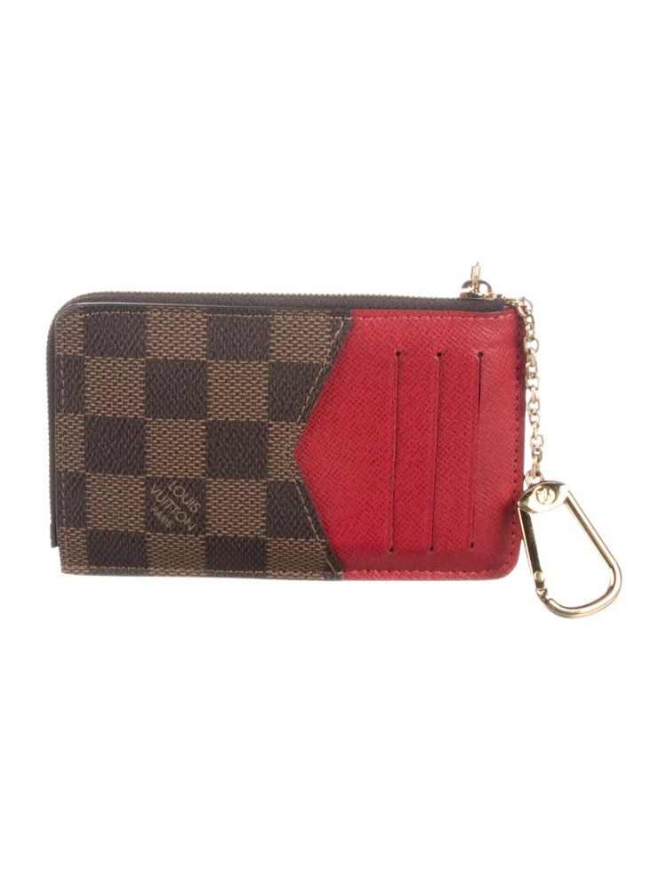 Pre Owned Louis Vuitton  Damier Ebene Pattern Coated Canvas Card Holder Recto Verso