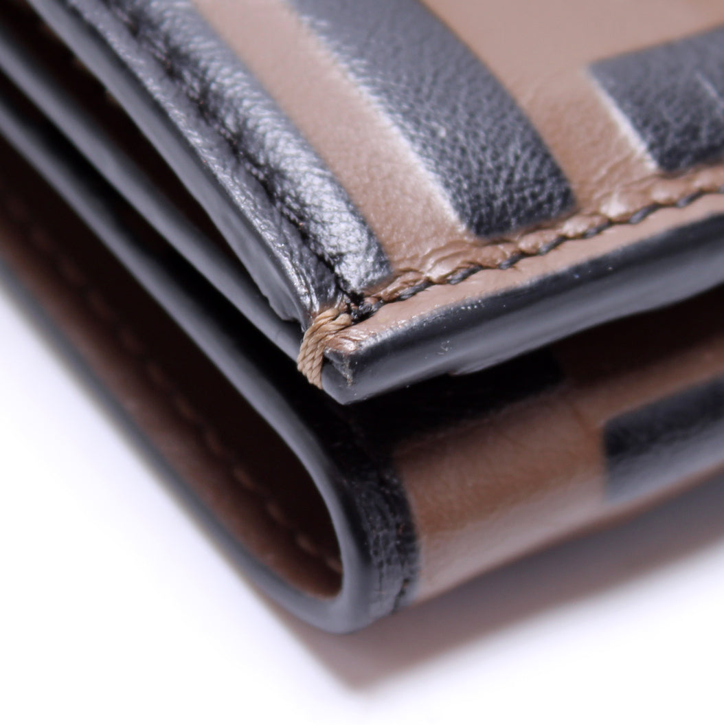 New Fendi Embossed Zucca FF Logo Trifold Wallet