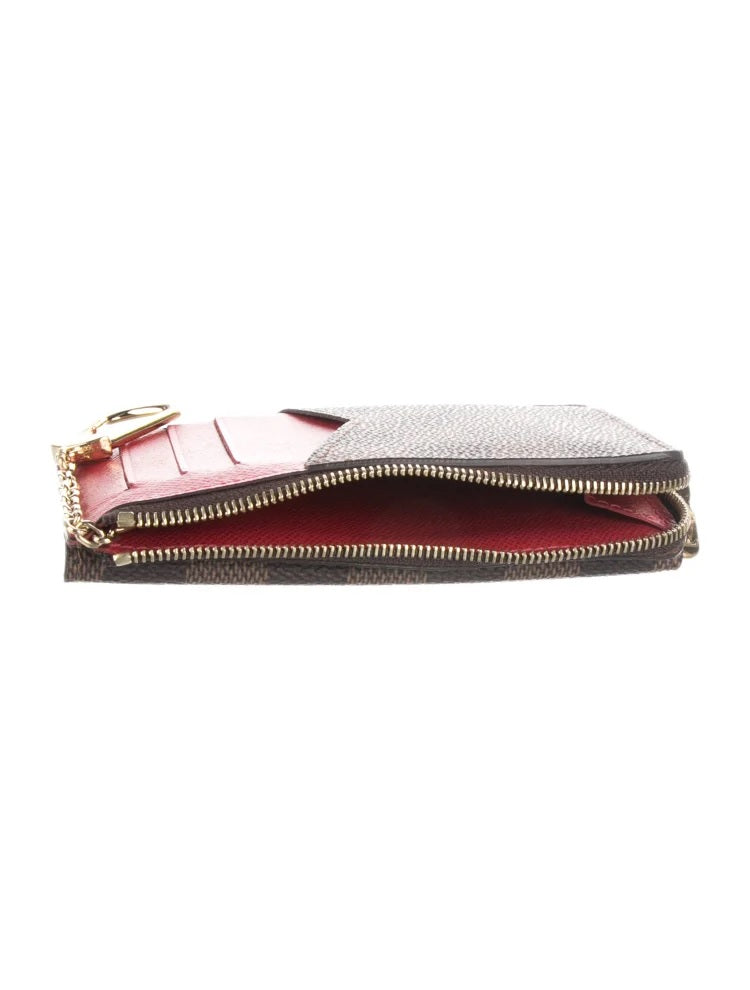 Pre Owned Louis Vuitton  Damier Ebene Pattern Coated Canvas Card Holder Recto Verso