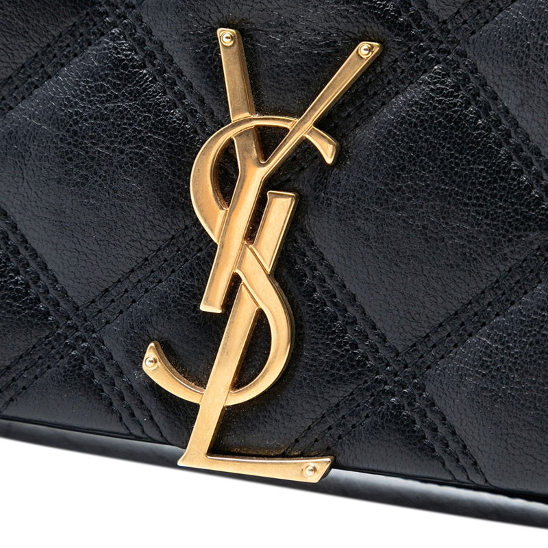 Pre Owned Saint Laurent Becky Chain Wallet Quilted Leather
