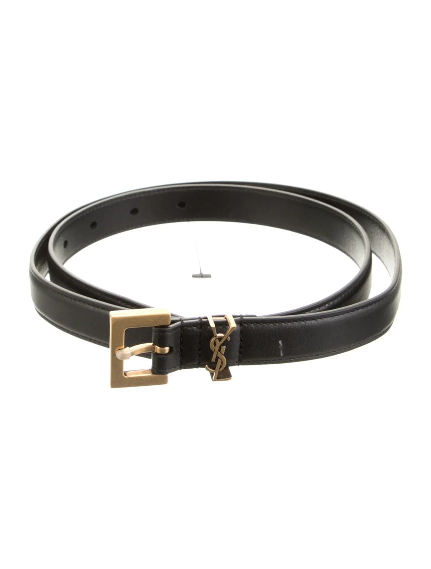 Pre Owned Saint Laurent  Skinny Leather Waist Belt