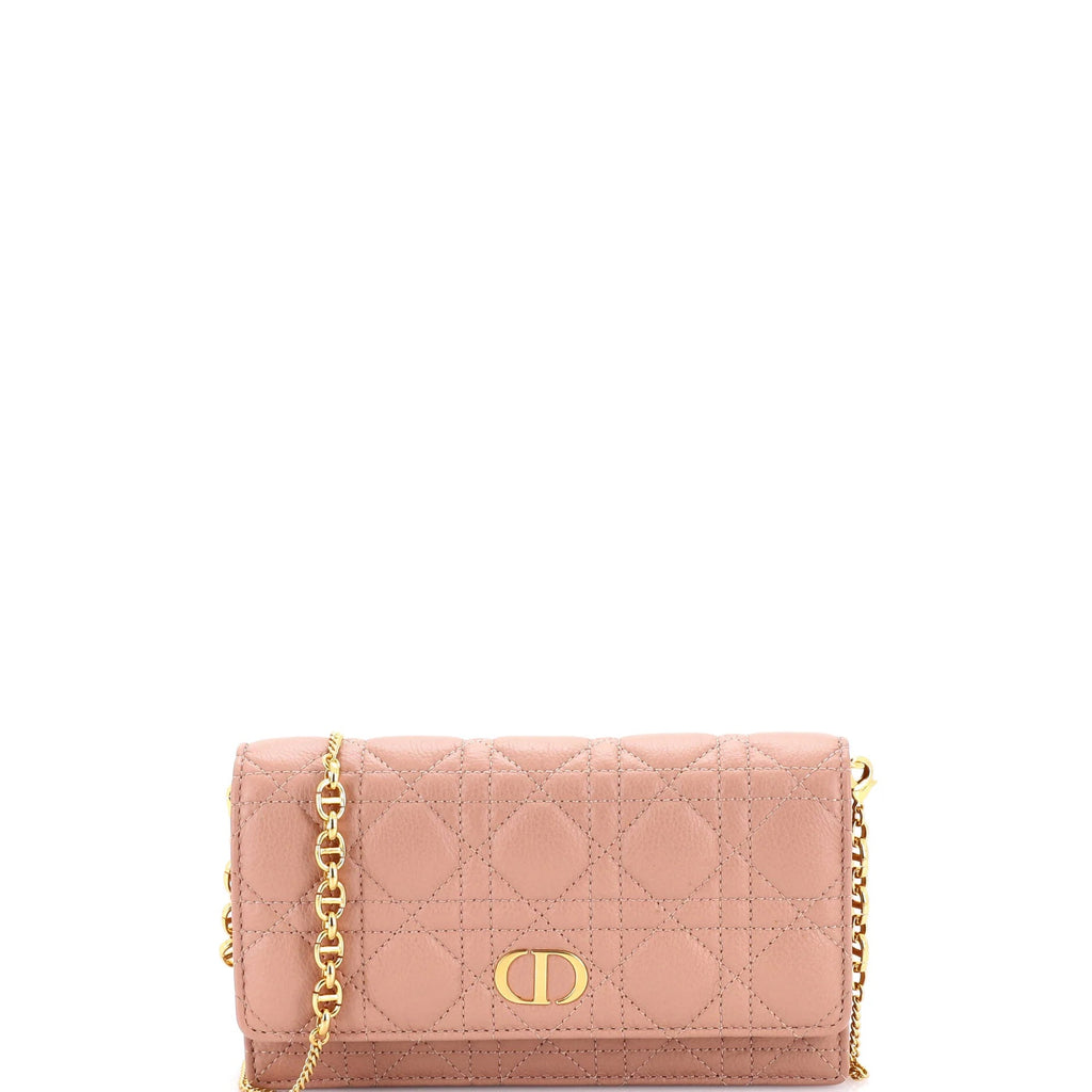 PRE OWNED Christian Dior Caro Wallet on Chain Pouch Cannage Quilt Leather