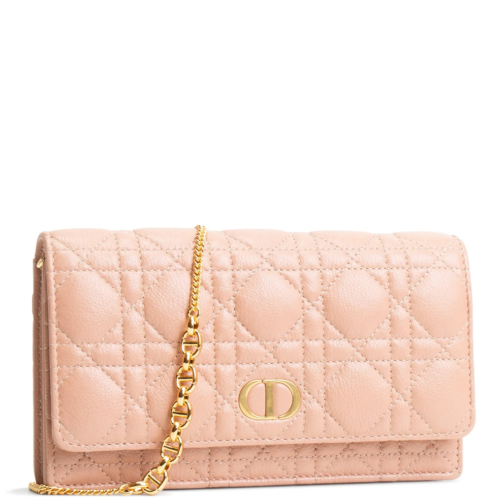 PRE OWNED Christian Dior Caro Wallet on Chain Pouch Cannage Quilt Leather