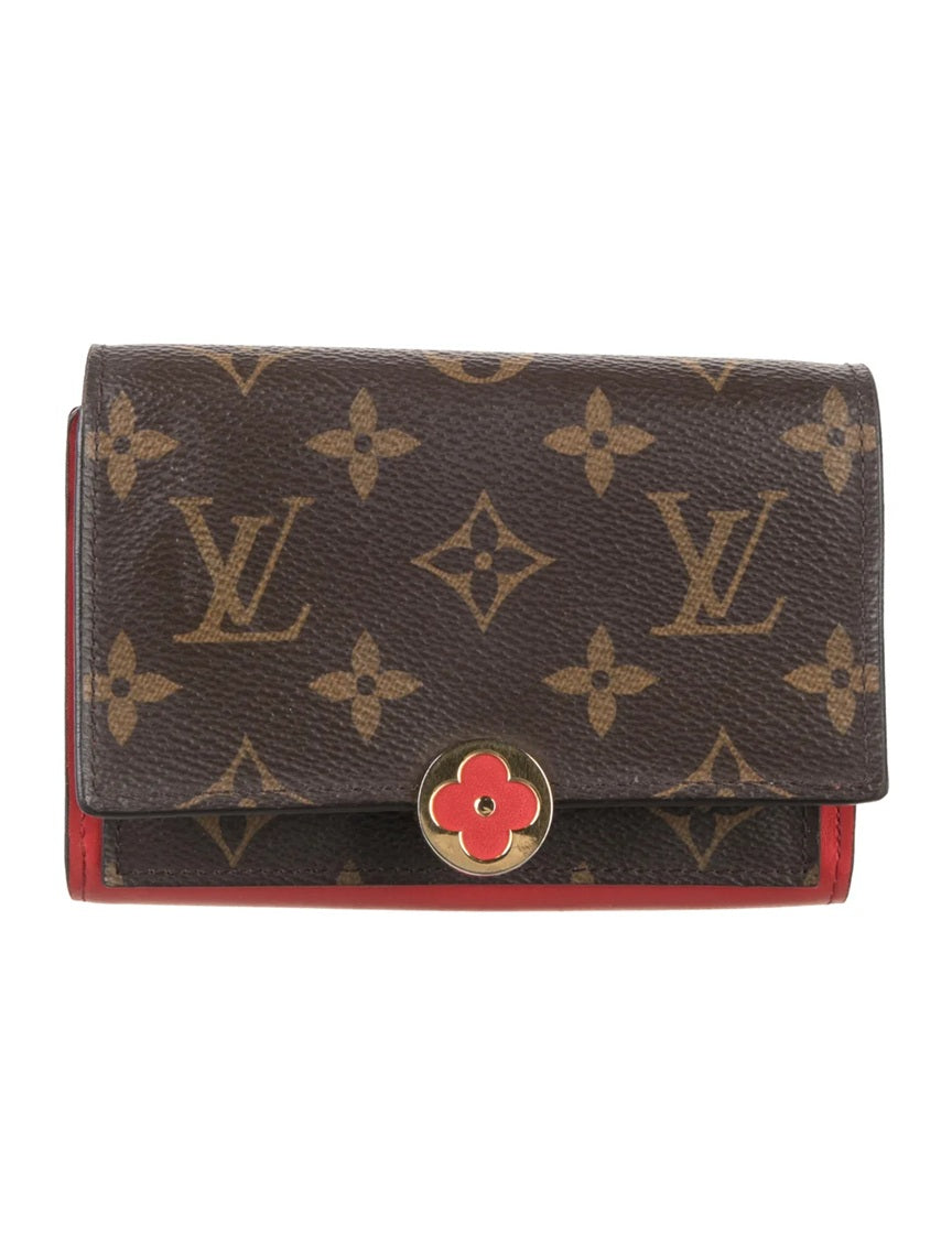 Pre Owned Louis Vuitton  LV Monogram Coated Canvas Flore Compact Wallet