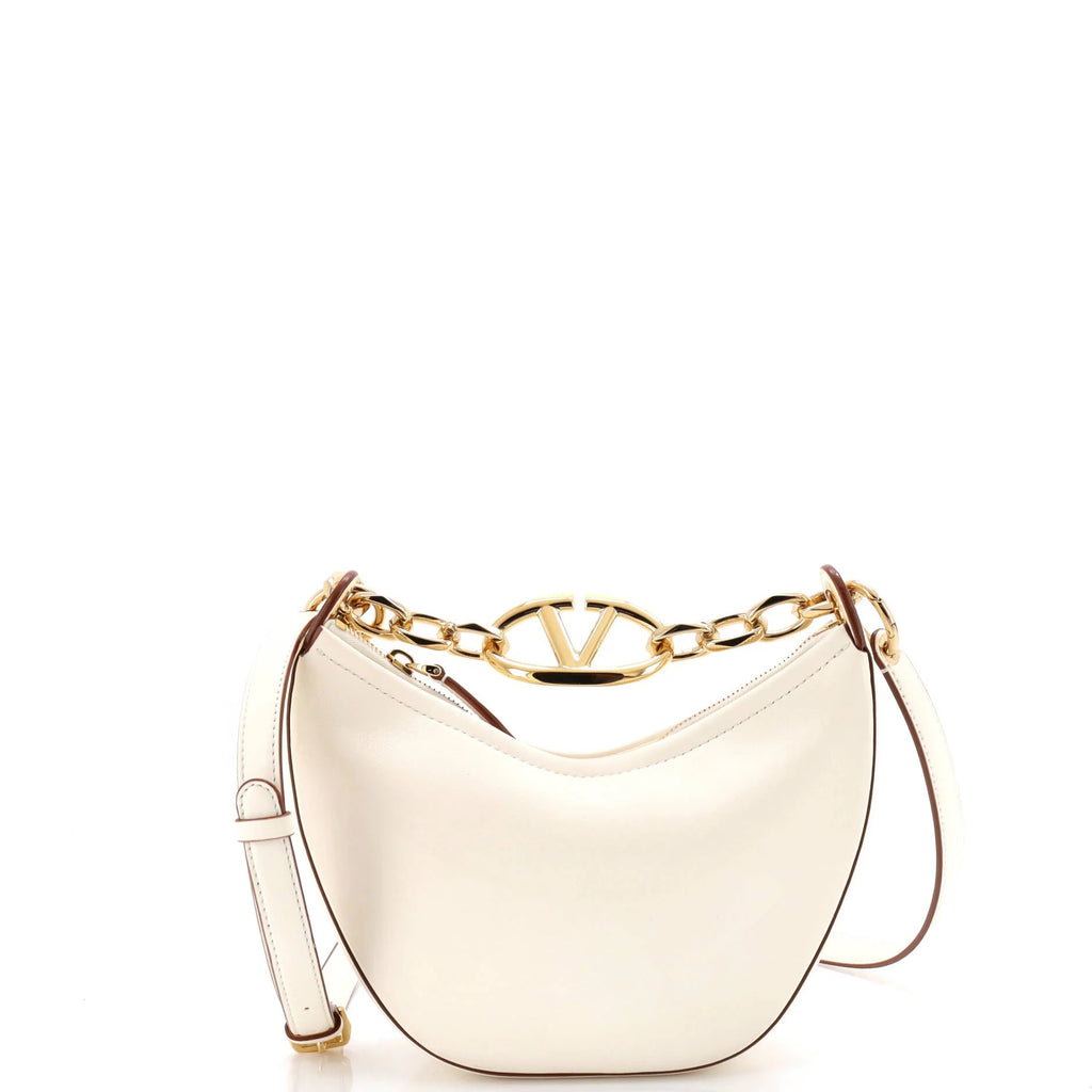 Pre Owned Valentino Garavani Vlogo Moon Hobo Leather Mini