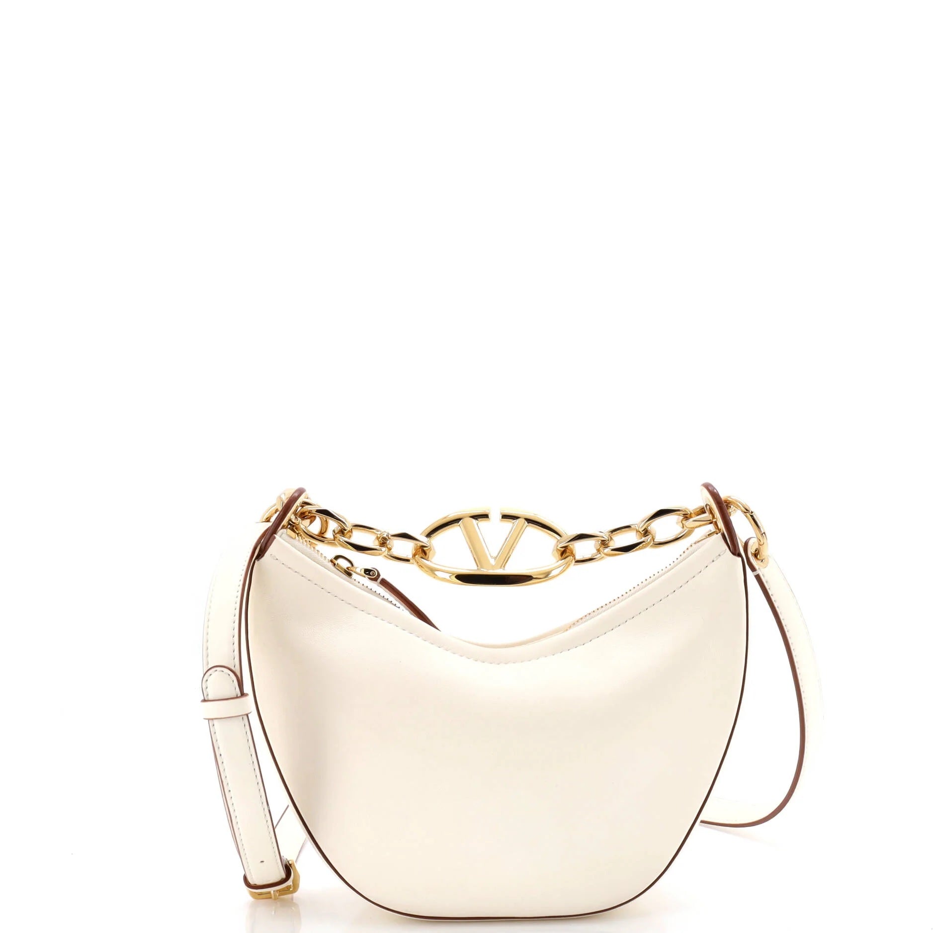 Pre Owned Valentino Garavani Vlogo Moon Hobo Leather Mini