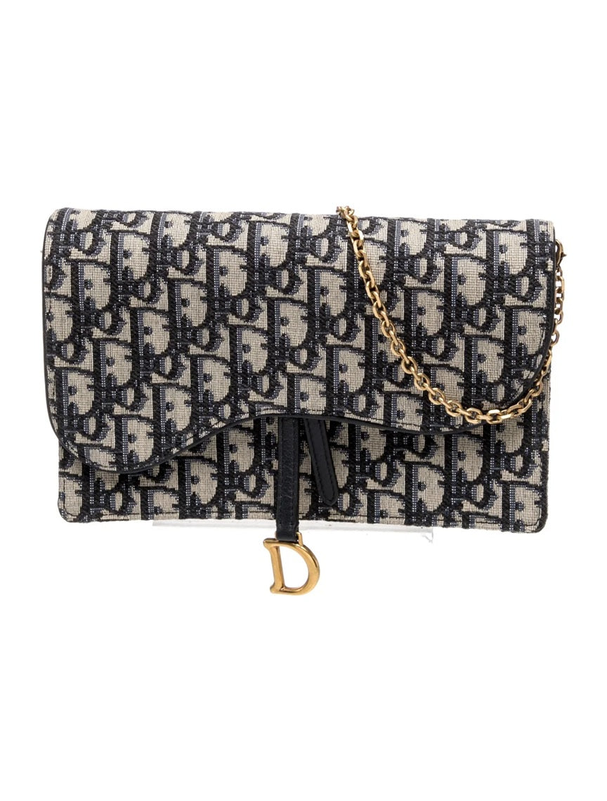 Pre Owned Christian Dior  Oblique Jacquard Wallet on Chain