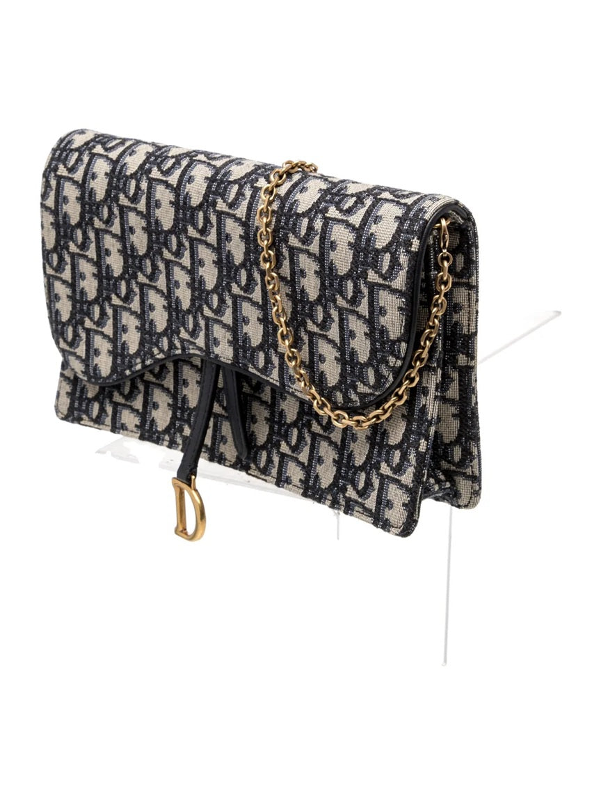 Pre Owned Christian Dior  Oblique Jacquard Wallet on Chain