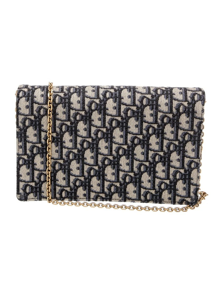 Pre Owned Christian Dior  Oblique Jacquard Wallet on Chain