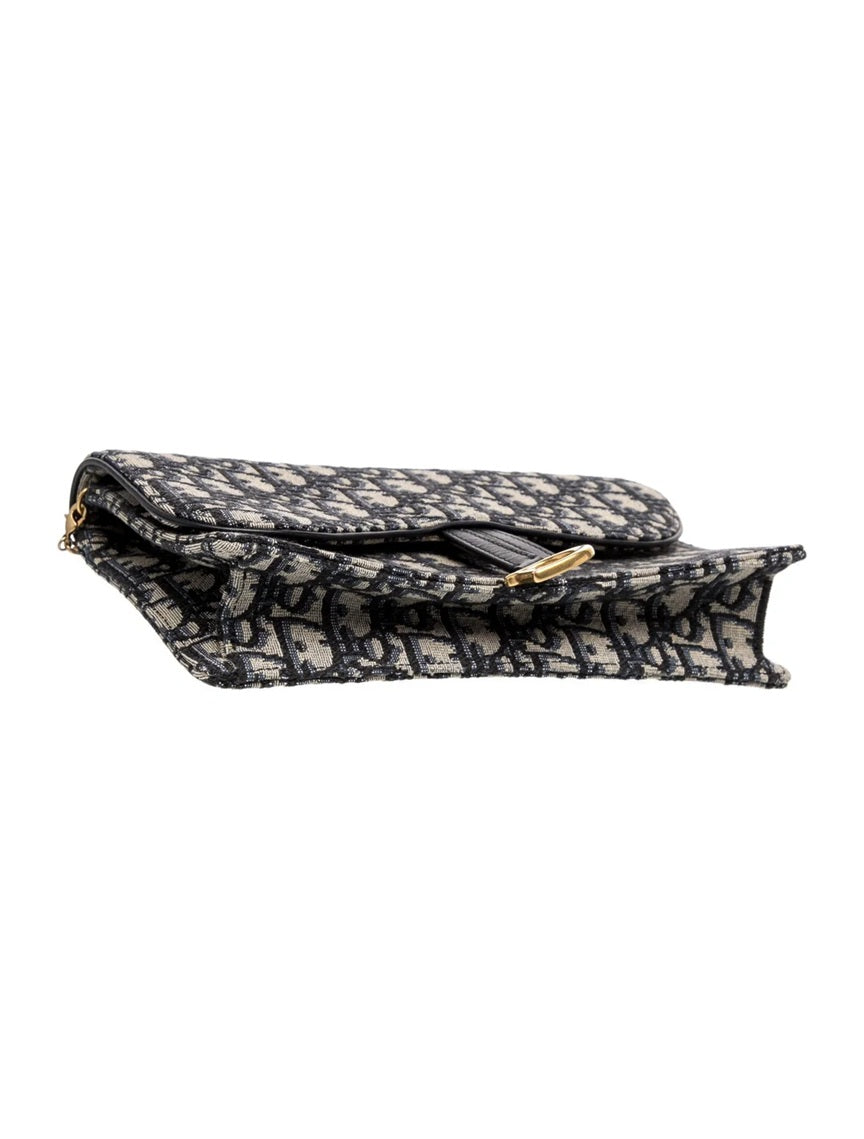Pre Owned Christian Dior  Oblique Jacquard Wallet on Chain