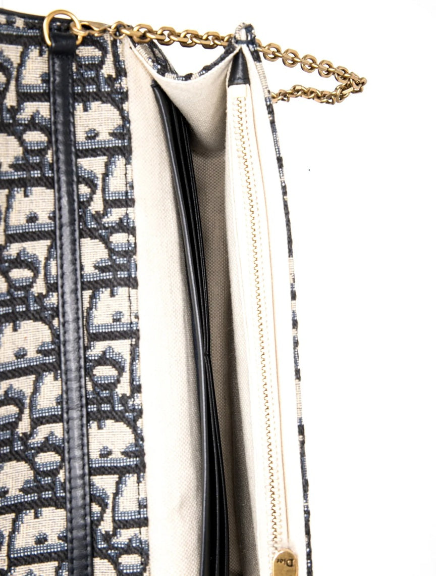 Pre Owned Christian Dior  Oblique Jacquard Wallet on Chain