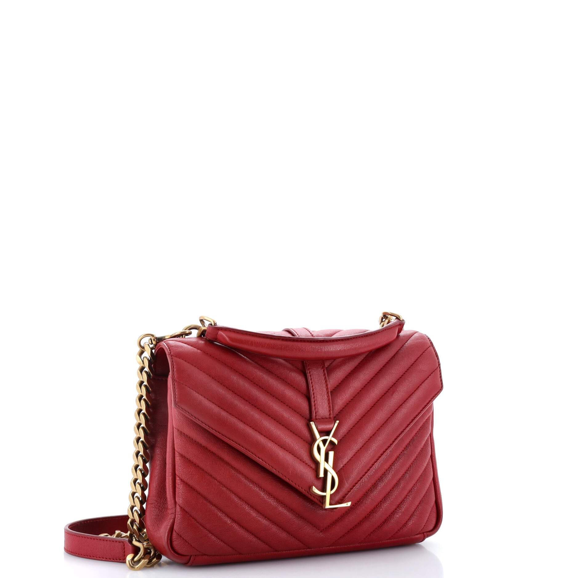 Pre Owned Saint Laurent Classic Monogram Envelope Satchel Matelasse Chevron Leather Small