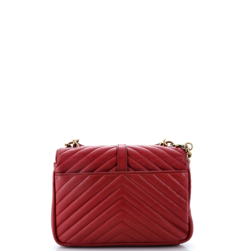 Pre Owned Saint Laurent Classic Monogram Envelope Satchel Matelasse Chevron Leather Small