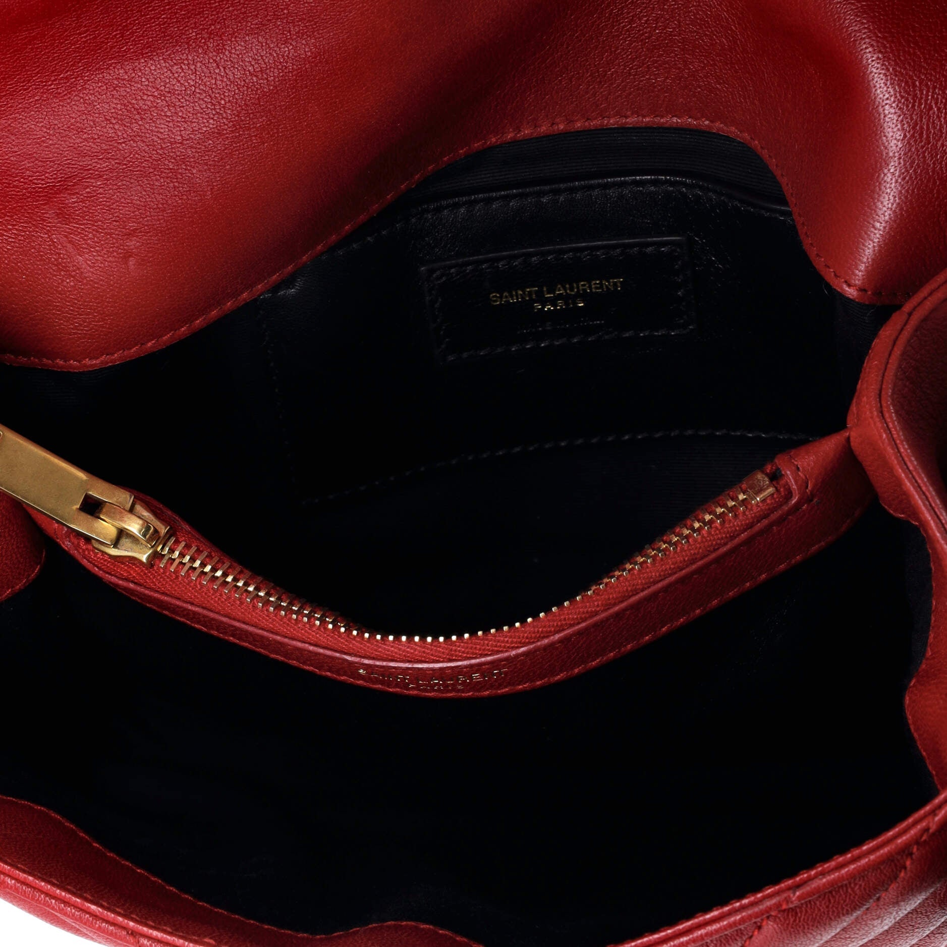 Pre Owned Saint Laurent Classic Monogram Envelope Satchel Matelasse Chevron Leather Small