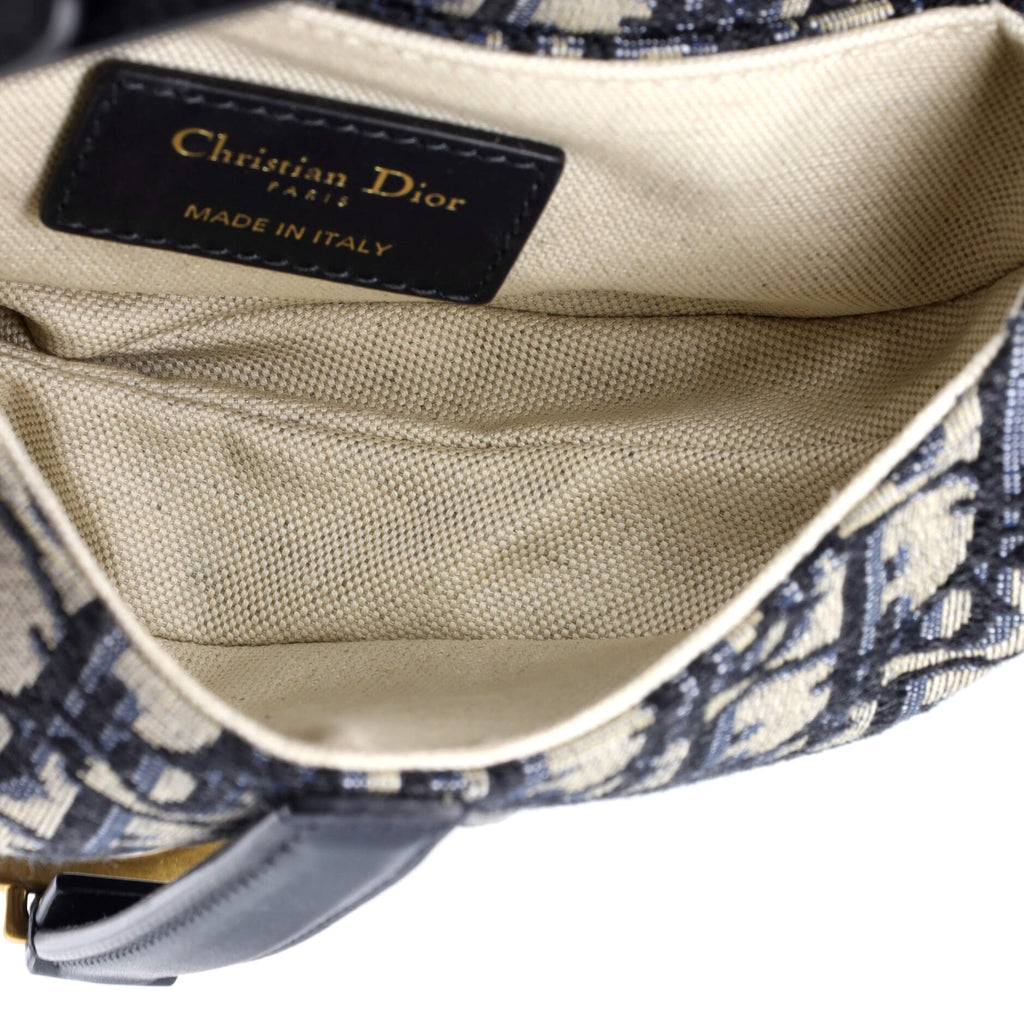 Pre Owned Christian Dior Saddle Handbag with Strap Oblique Canvas Mini