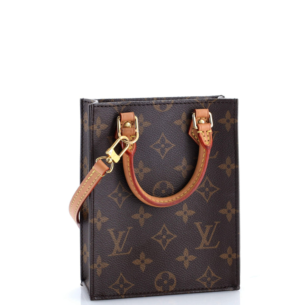 Pre Owned Louis Vuitton Petit Sac Plat Bag Monogram Canvas