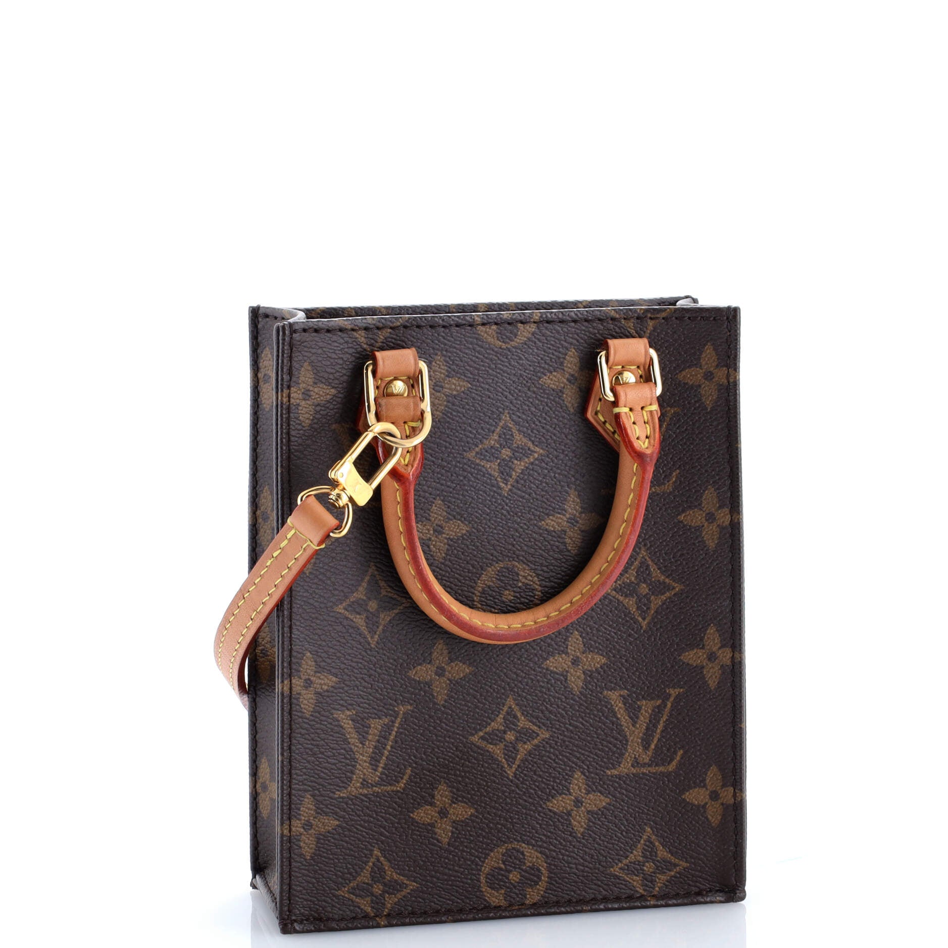 Pre Owned Louis Vuitton Petit Sac Plat Bag Monogram Canvas