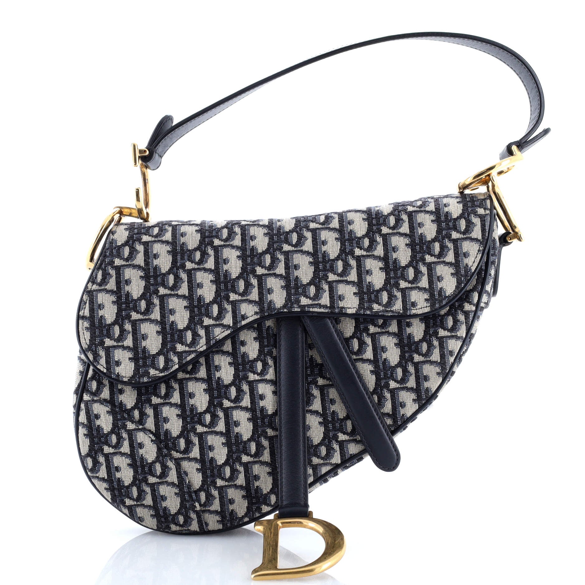 Pre Owned Christian Dior Saddle Handbag Oblique Canvas Medium