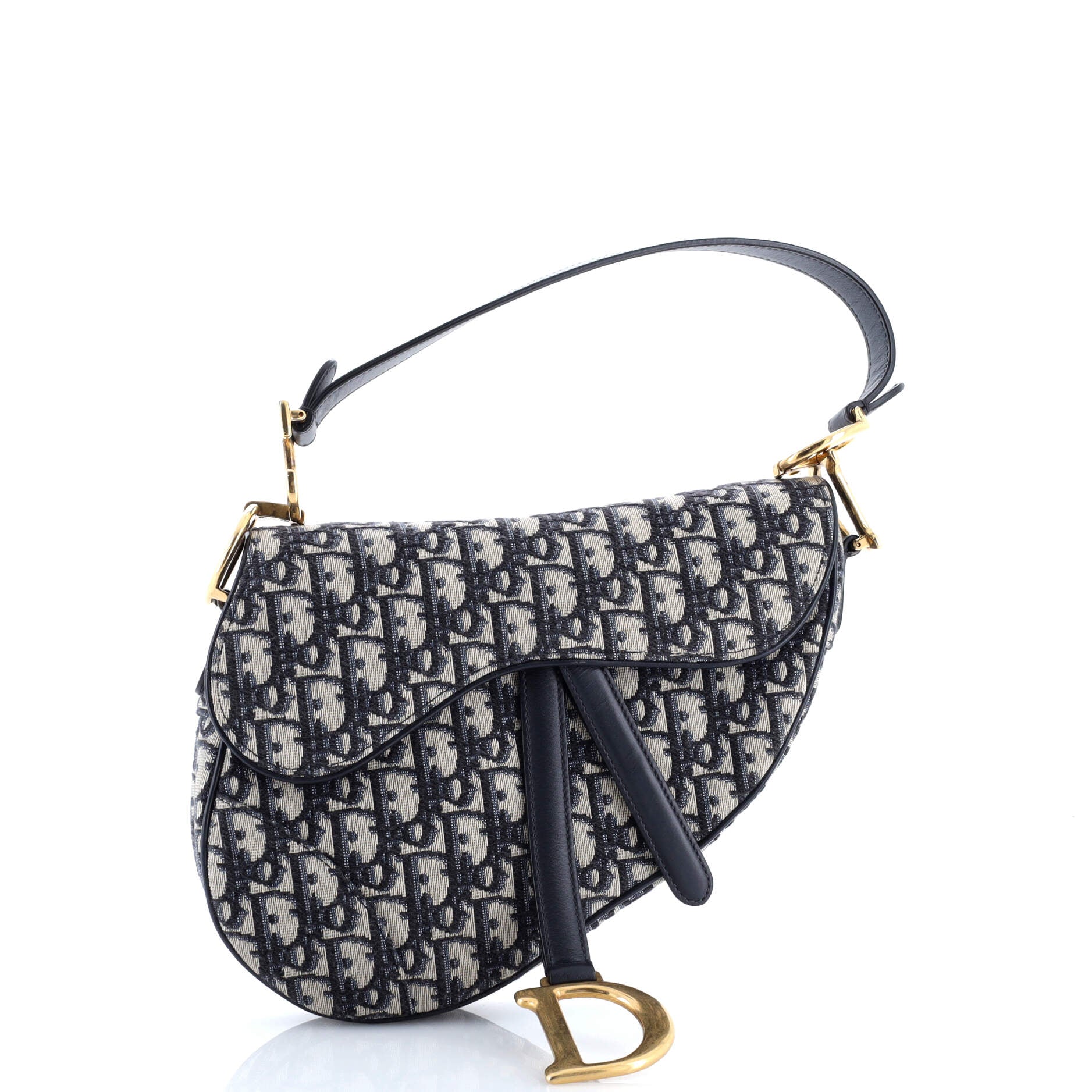 Pre Owned Christian Dior Saddle Handbag Oblique Canvas Medium