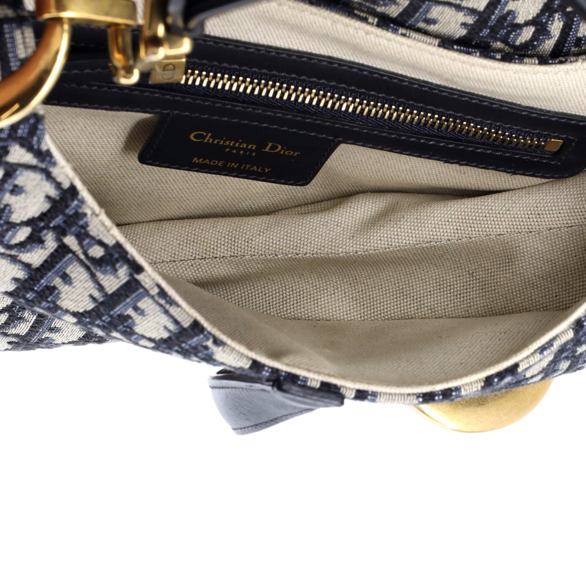 Pre Owned Christian Dior Saddle Handbag Oblique Canvas Medium