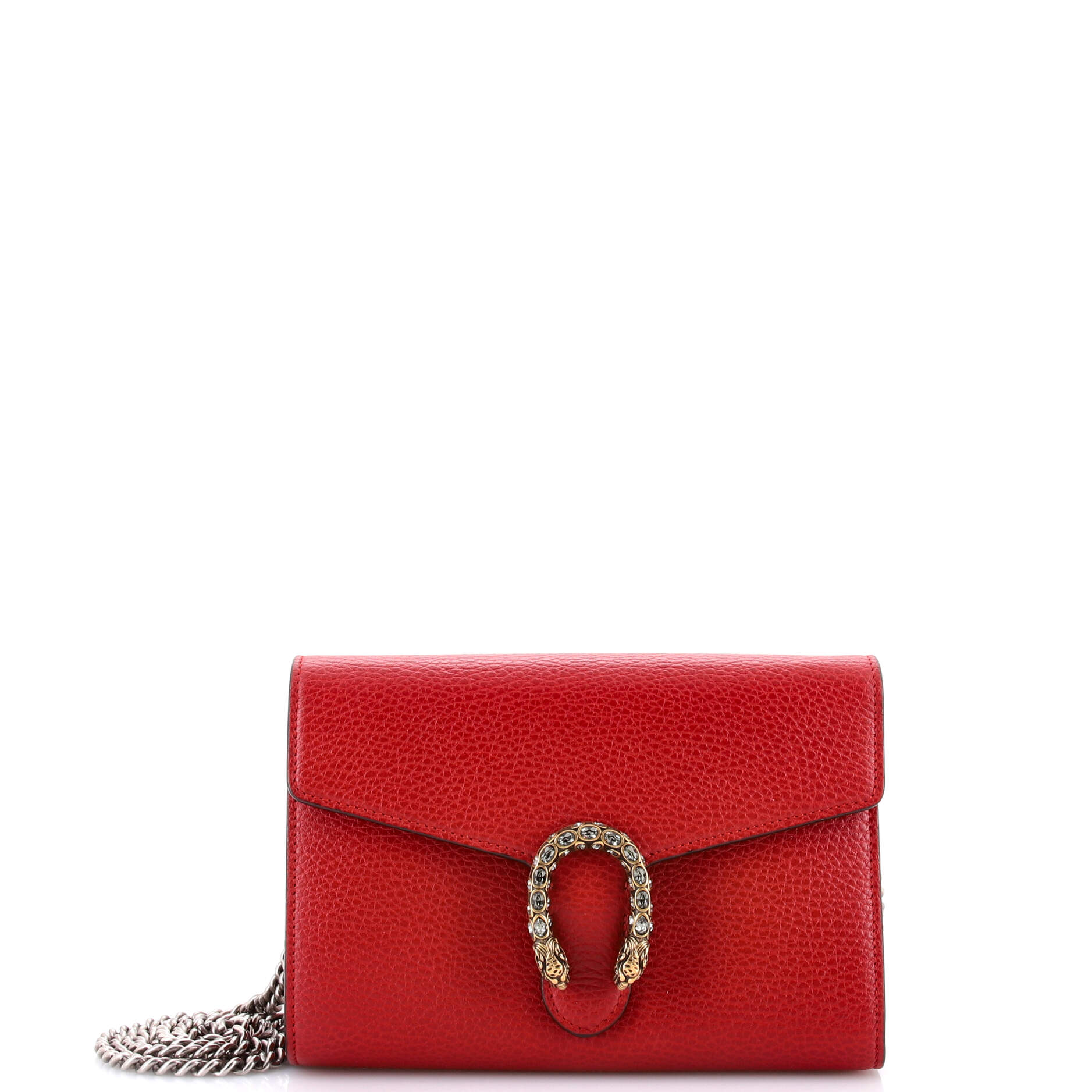 Pre Owned Gucci Dionysus Chain Wallet Leather with Embellished Detail Small