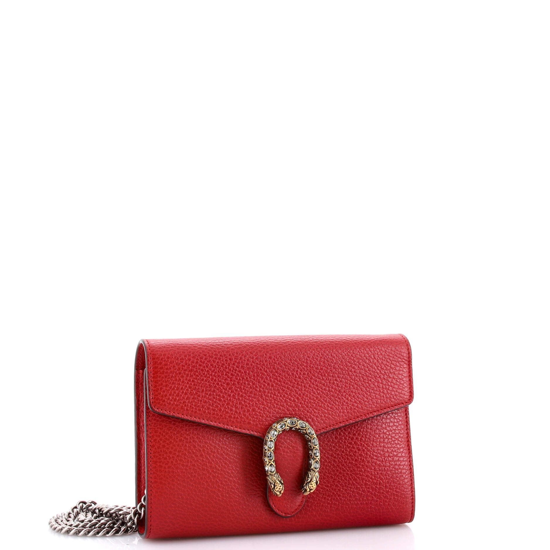 Pre Owned Gucci Dionysus Chain Wallet Leather with Embellished Detail Small