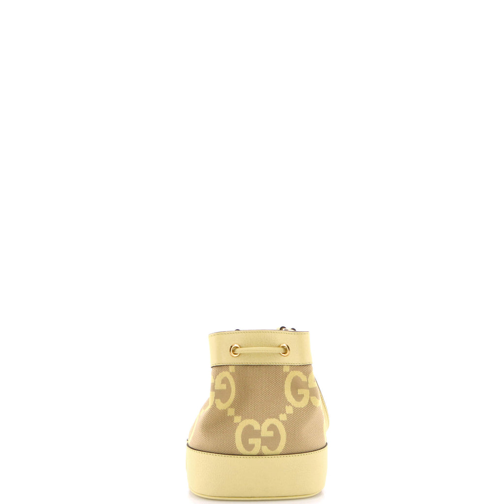 Pre Owned Gucci Ophidia Bucket Bag Jumbo GG Canvas with Leather Mini