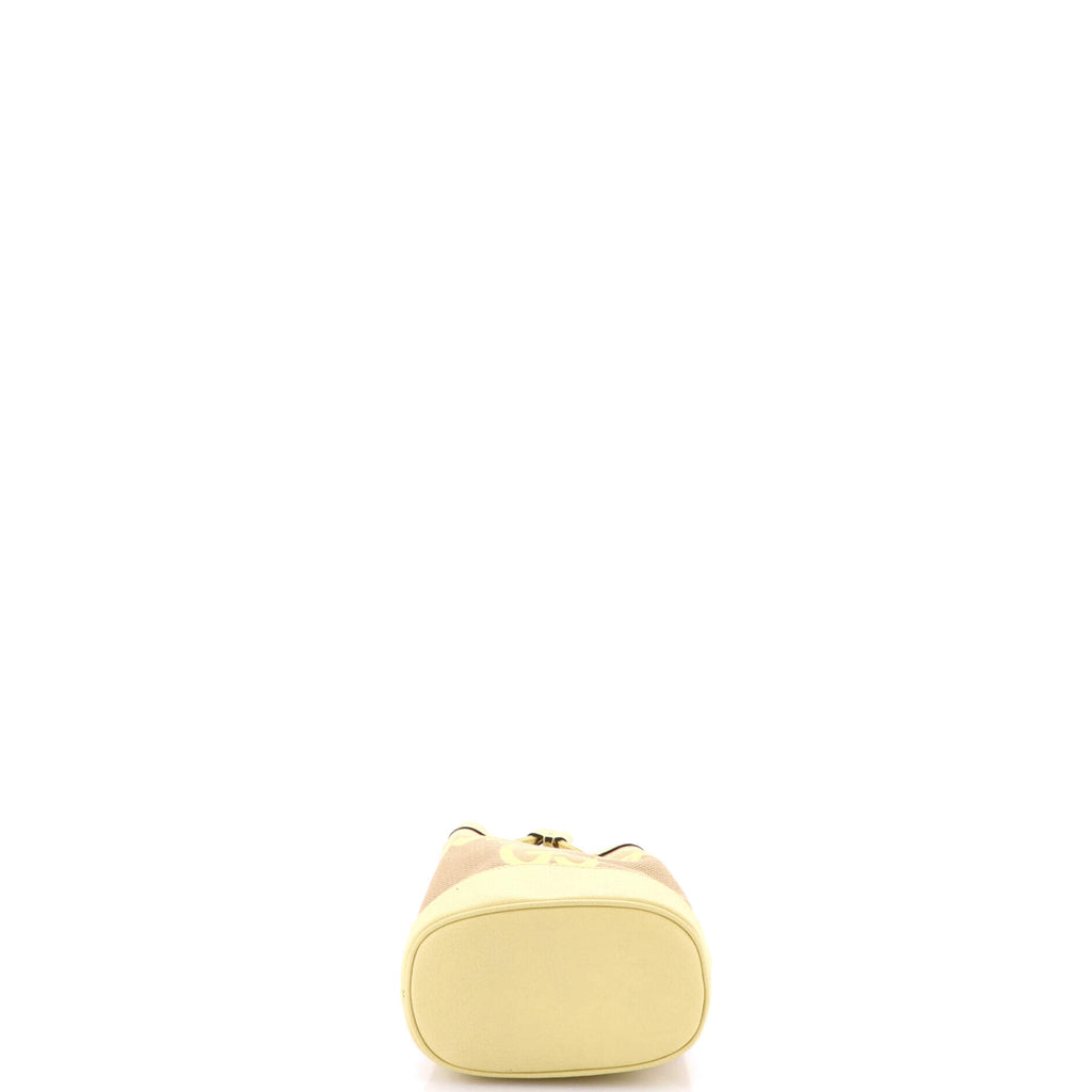 Pre Owned Gucci Ophidia Bucket Bag Jumbo GG Canvas with Leather Mini
