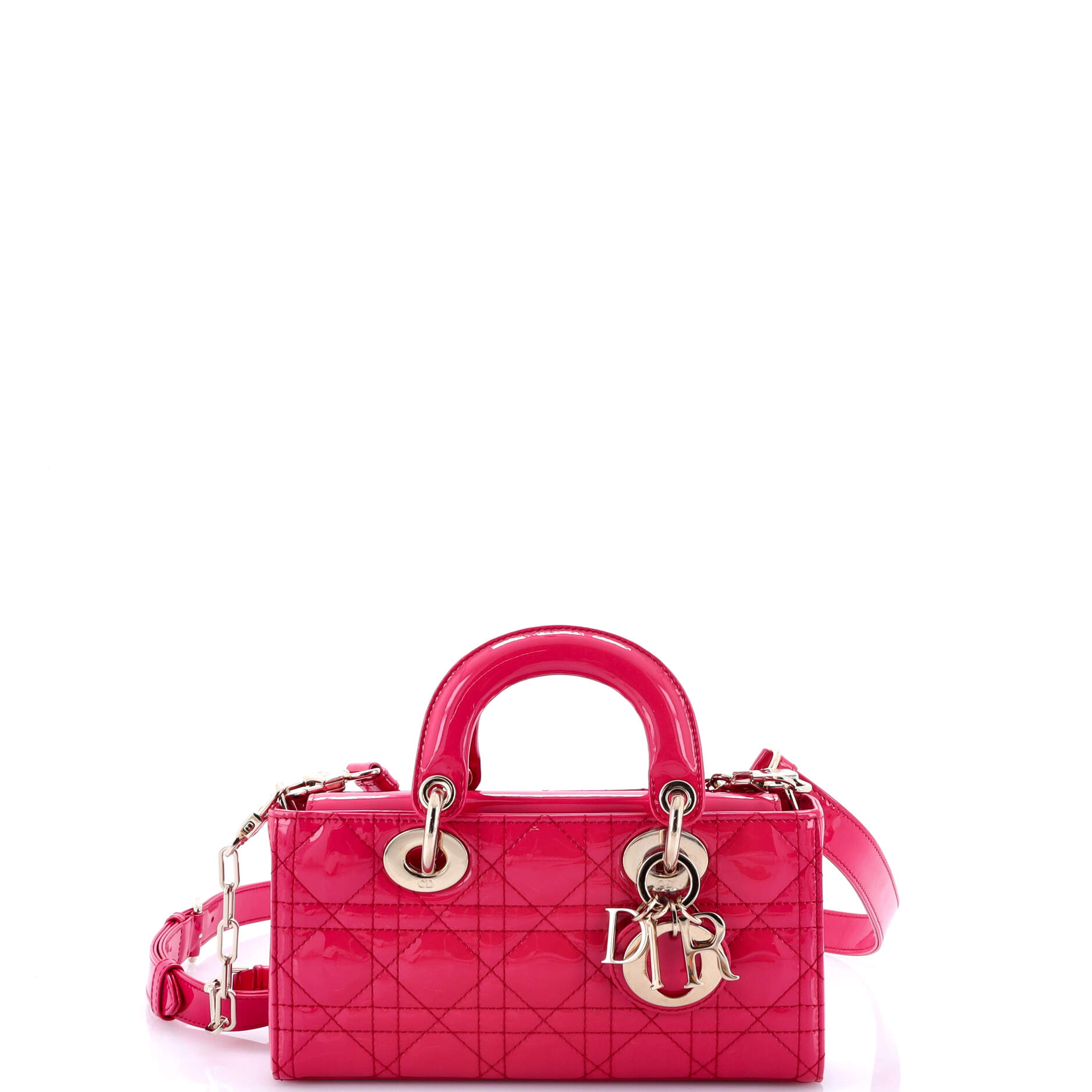 Pre Owned Christian Dior Lady D-Joy Bag Cannage Quilt Patent Small