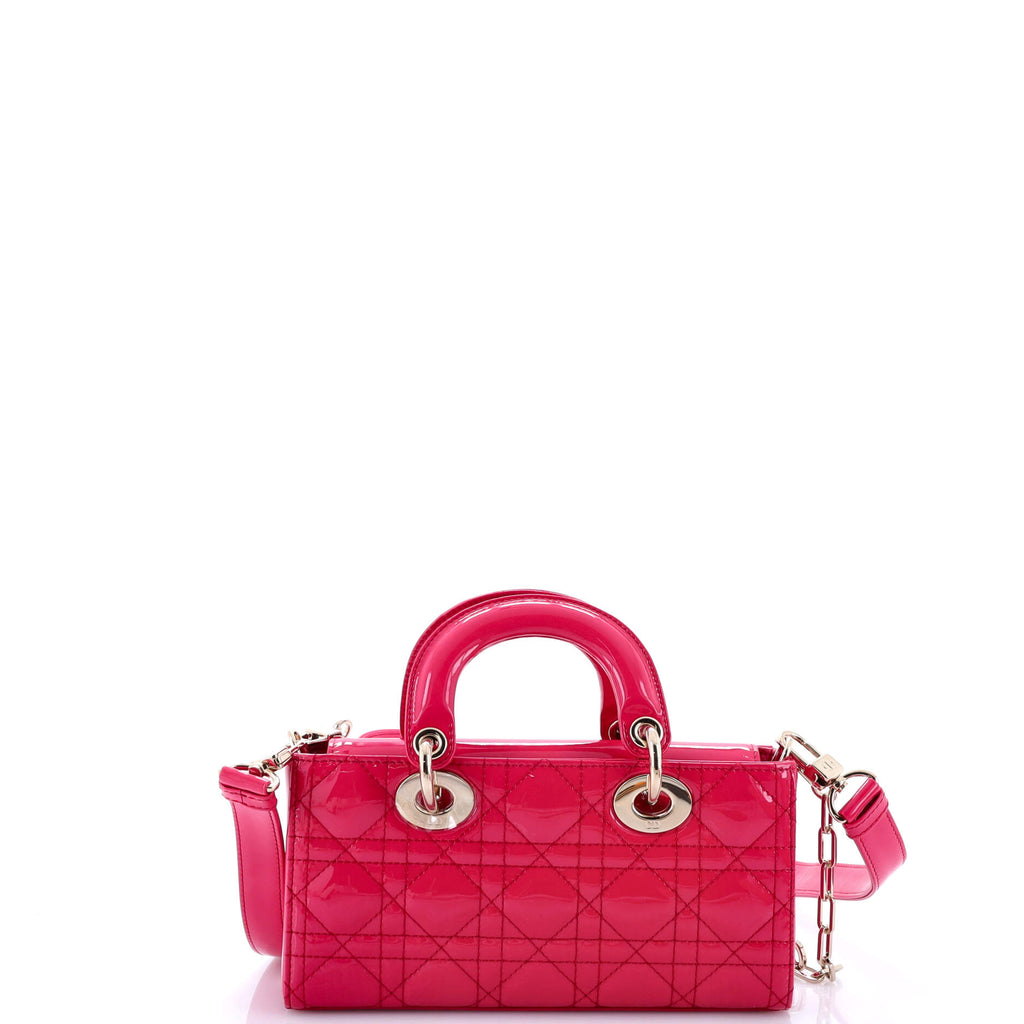 Pre Owned Christian Dior Lady D-Joy Bag Cannage Quilt Patent Small