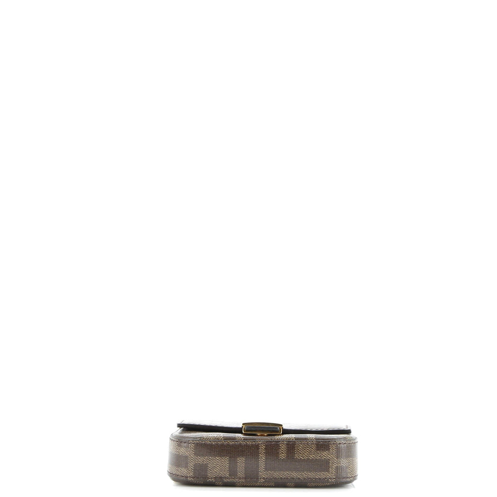 Pre owned Fendi Chain Baguette Charm Bag Zucca Coated Canvas Nano