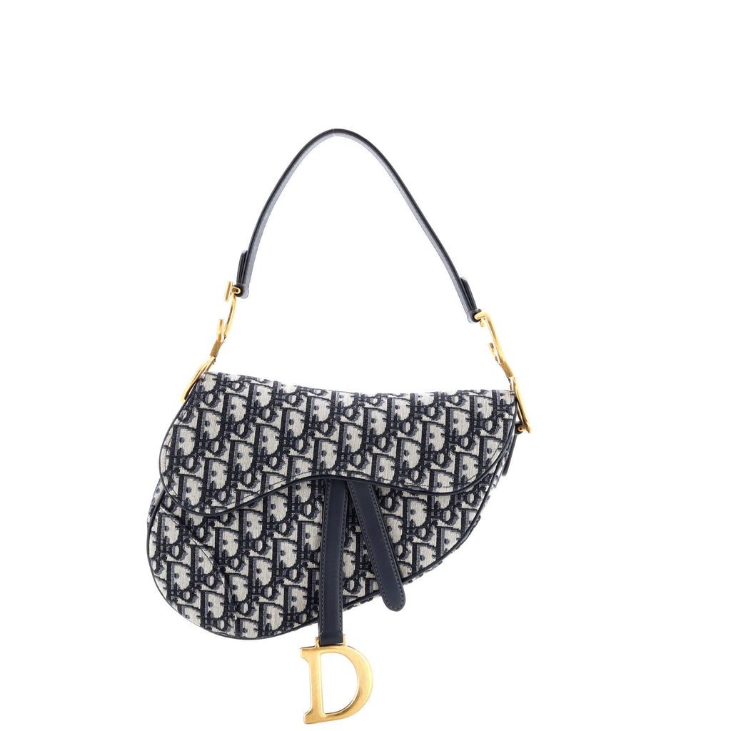 Pre Owned Christian Dior Saddle Handbag Oblique Canvas Medium