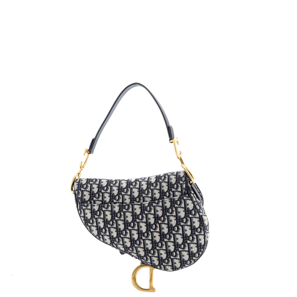 Pre Owned Christian Dior Saddle Handbag Oblique Canvas Medium