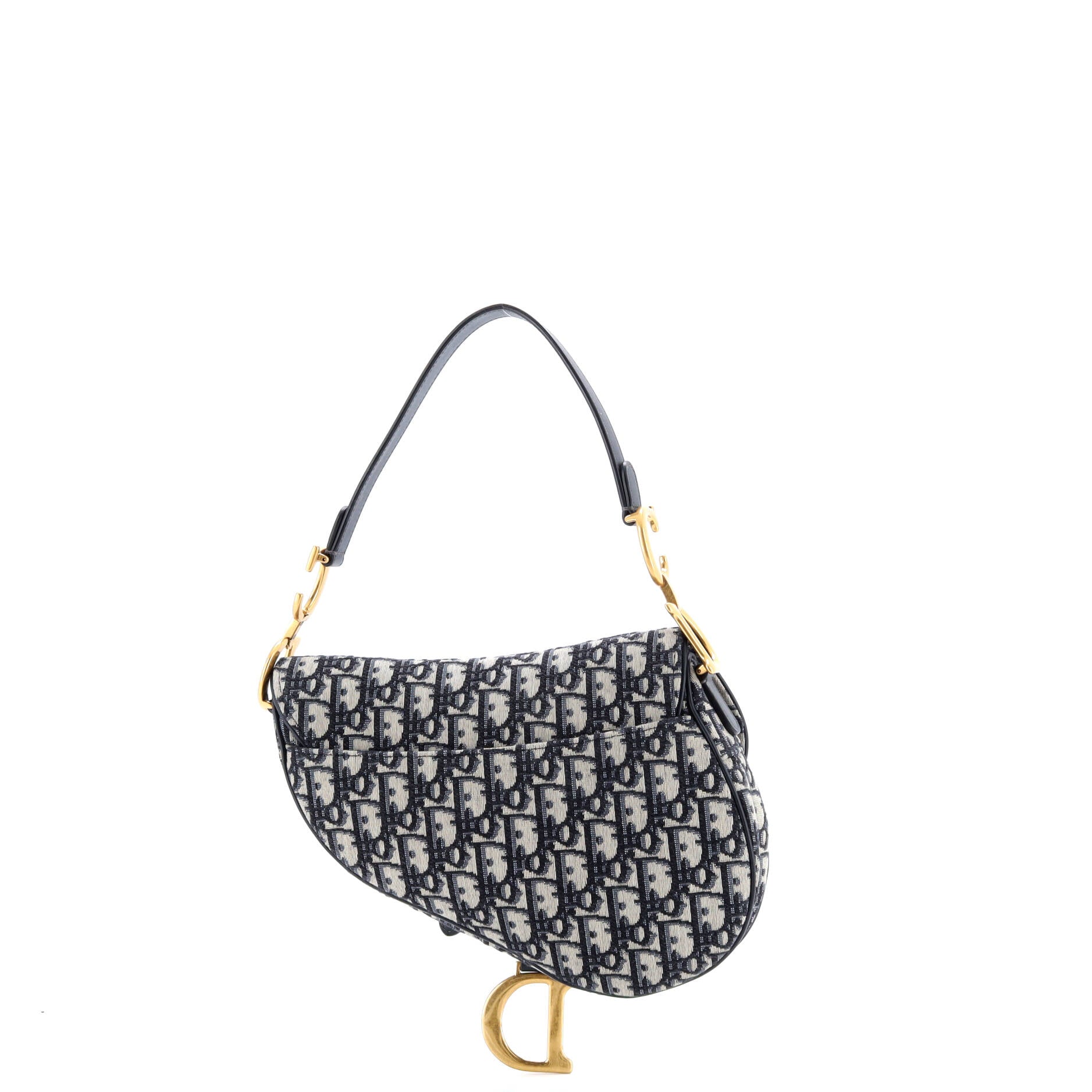 Pre Owned Christian Dior Saddle Handbag Oblique Canvas Medium