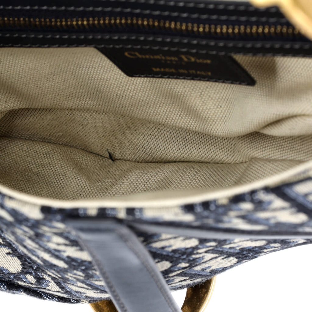 Pre Owned Christian Dior Saddle Handbag Oblique Canvas Medium