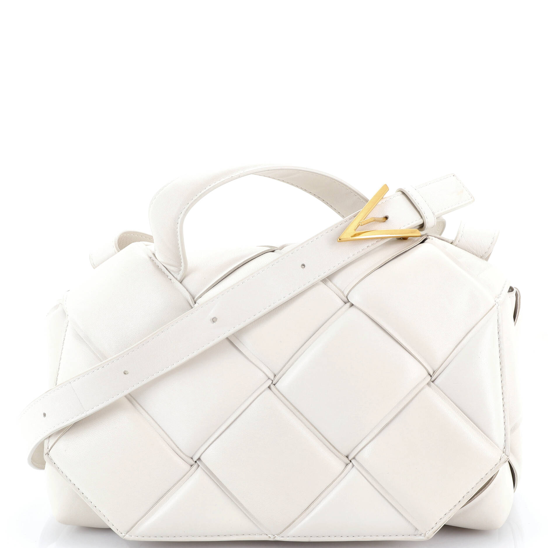 Pre Owned Bottega Veneta Top Handle Shoulder Bag Padded Maxi Intrecciato Leather