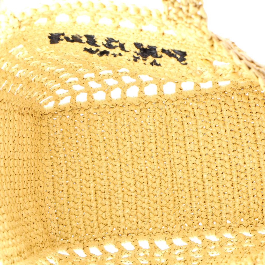 Pre Owned Prada Triangle Logo Open Tote Raffia Small