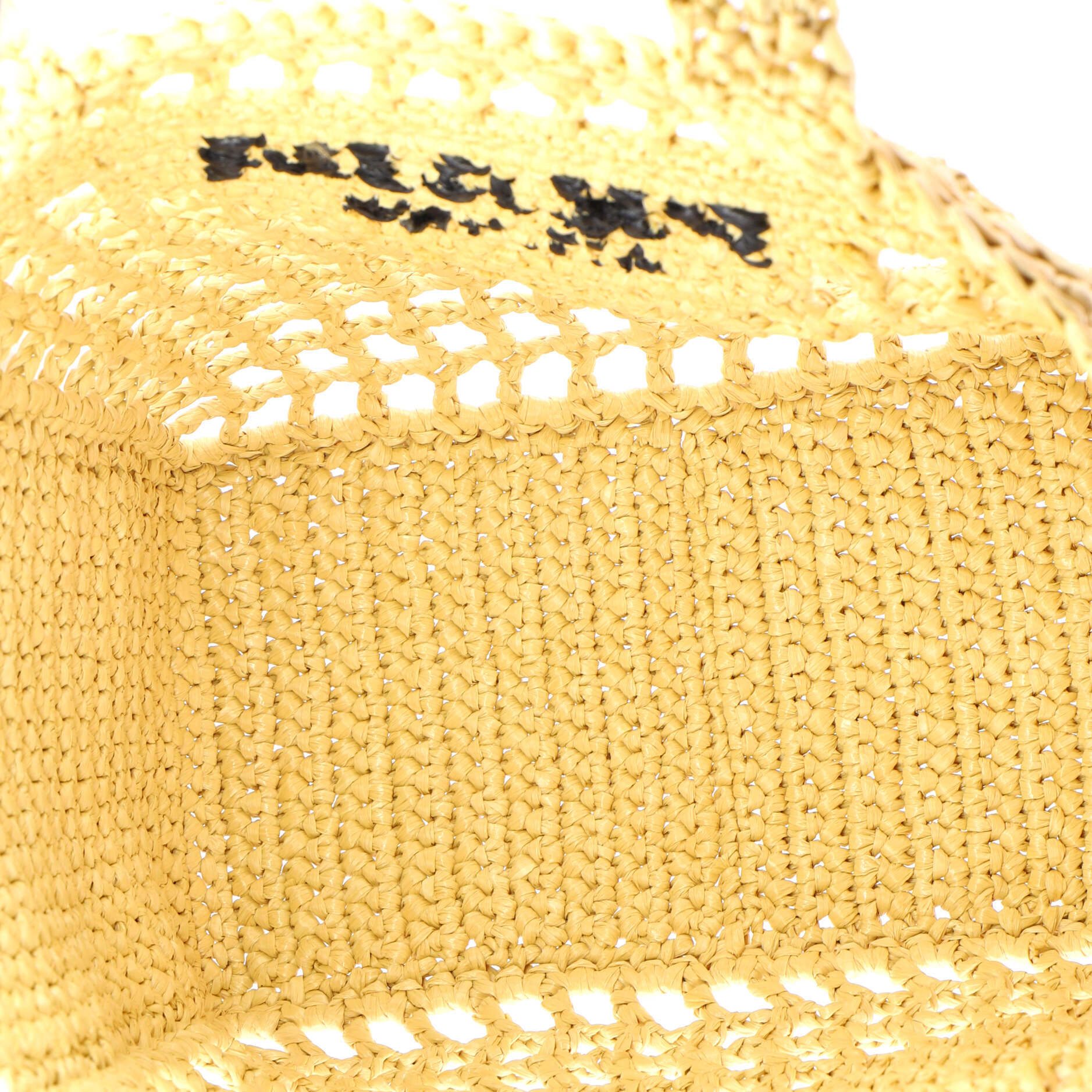Pre Owned Prada Triangle Logo Open Tote Raffia Small