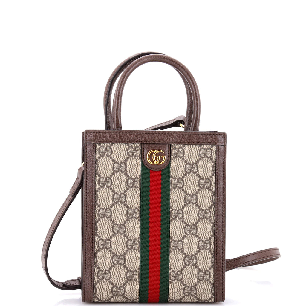 Pre Owned Gucci Ophidia Convertible Tote GG Coated Canvas Super Mini