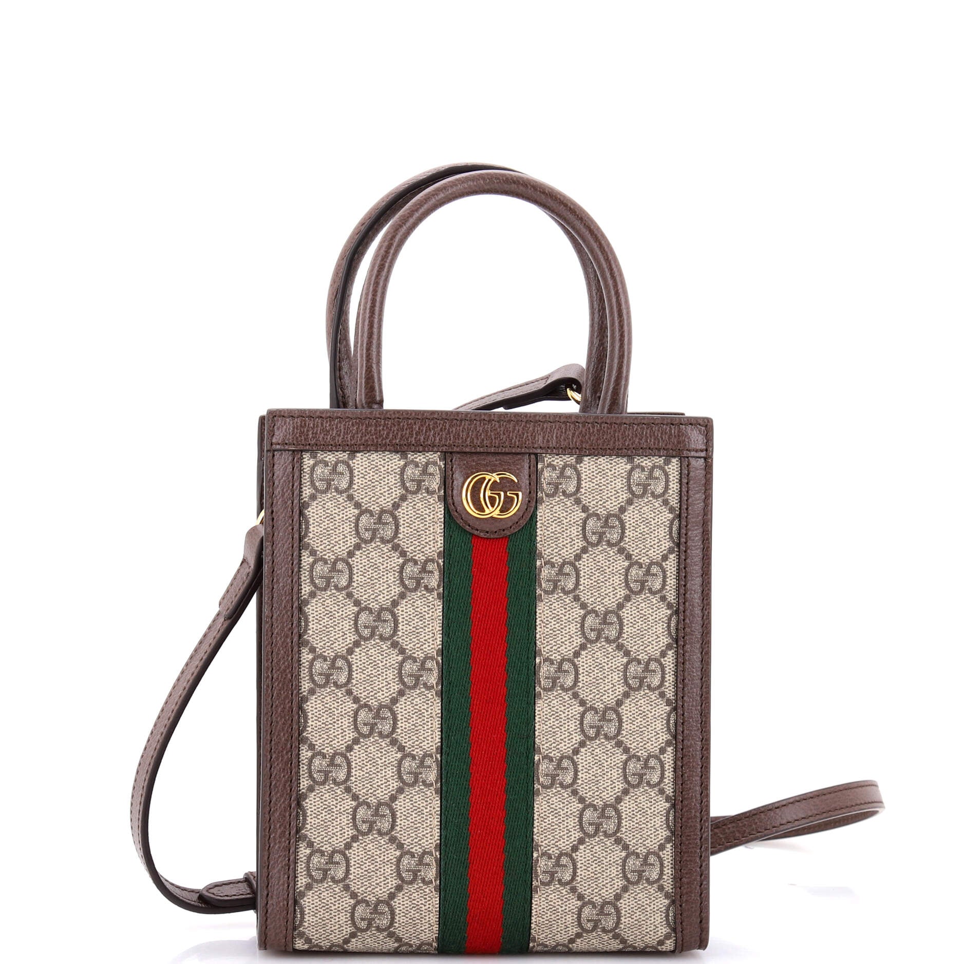 Pre Owned Gucci Ophidia Convertible Tote GG Coated Canvas Super Mini