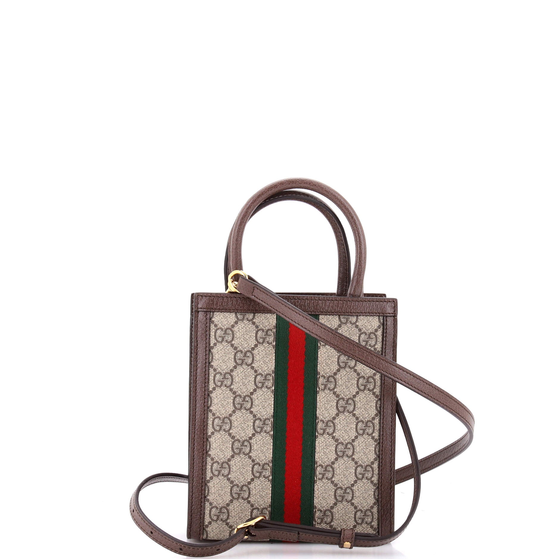 Pre Owned Gucci Ophidia Convertible Tote GG Coated Canvas Super Mini