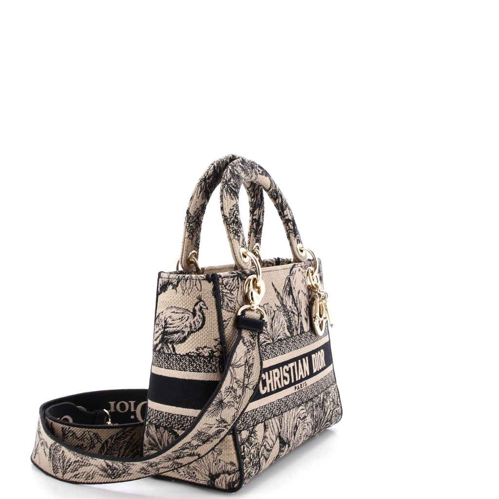 Pre Owned Christian Dior Lady D-Lite Bag Embroidered Canvas Medium